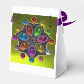 宝石が黄色のカラフル光沢のある星 フェイバーボックス (裏面サイド)