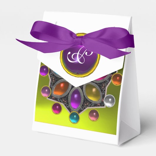 宝石が黄色のカラフル光沢のある星 フェイバーボックス (正面サイド)