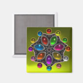 宝石が黄色のカラフル光沢のある星 マグネット (正面/裏面)