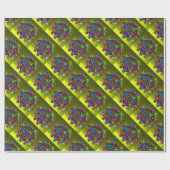 宝石が黄色のカラフル光沢のある星 ラッピングペーパー (フラット)