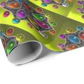 宝石が黄色のカラフル光沢のある星 ラッピングペーパー (ロールコーナー)