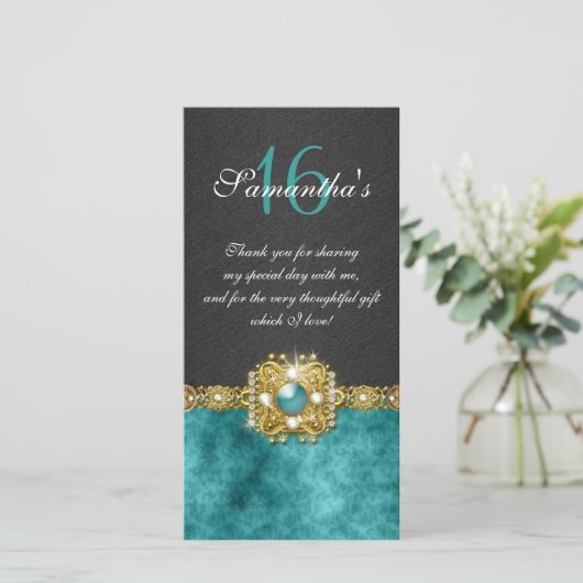 宝石きらきら光るダイヤモンドパールダマスク サンキューカード (スタンド正面)