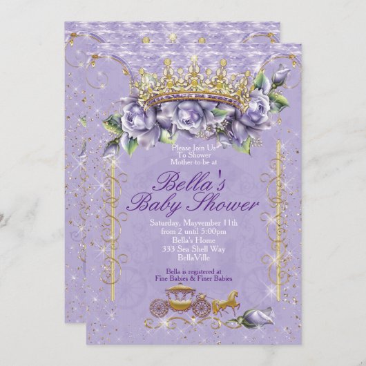 宝石きらきら光るフローラベビーシャワー招待状 招待状 (正面/裏面)