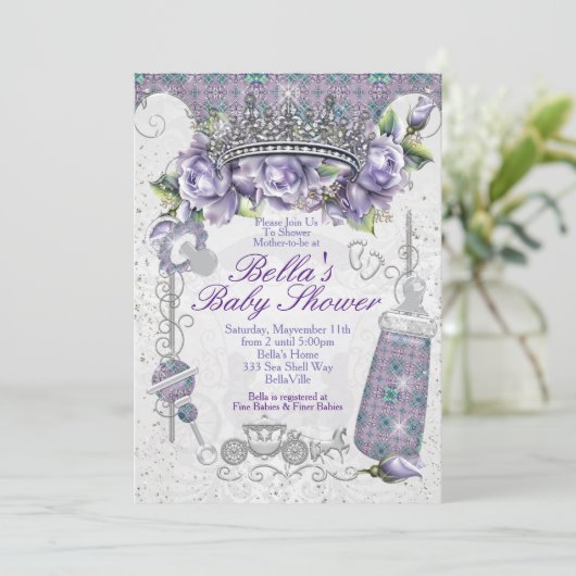 宝石きらきら光るフローラベビーシャワー招待状 招待状 (スタンド正面)