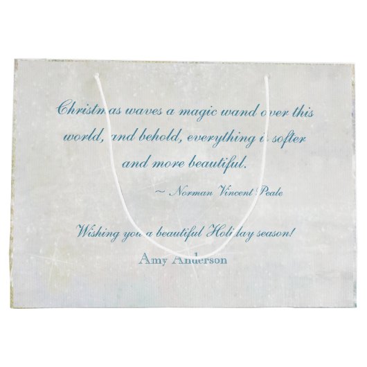 宝石きらめくティール（緑がかった色）とシルバーパーソナライズされた ラージペーパーバッグ (裏面)