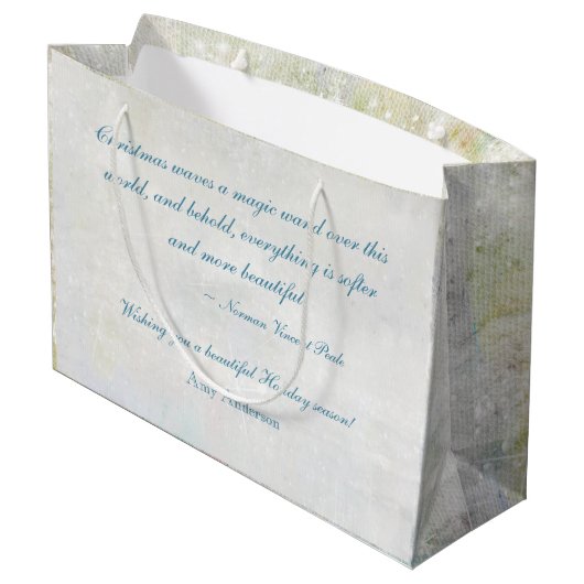 宝石きらめくティール（緑がかった色）とシルバーパーソナライズされた ラージペーパーバッグ (裏面アングル)