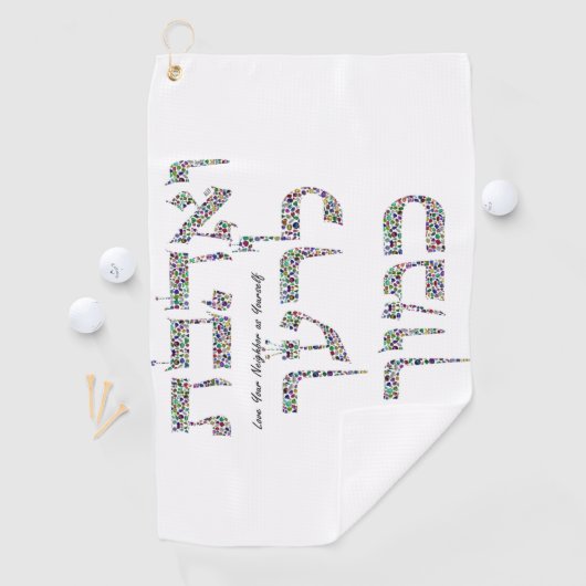 宝石で作られたあなたの隣人を愛しなさい ゴルフタオル (インサイチュ)