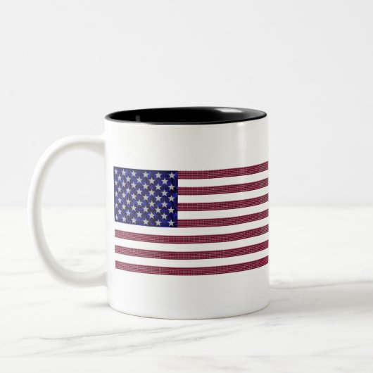 宝石で作られた米国国旗 ツートーンマグカップ (左)