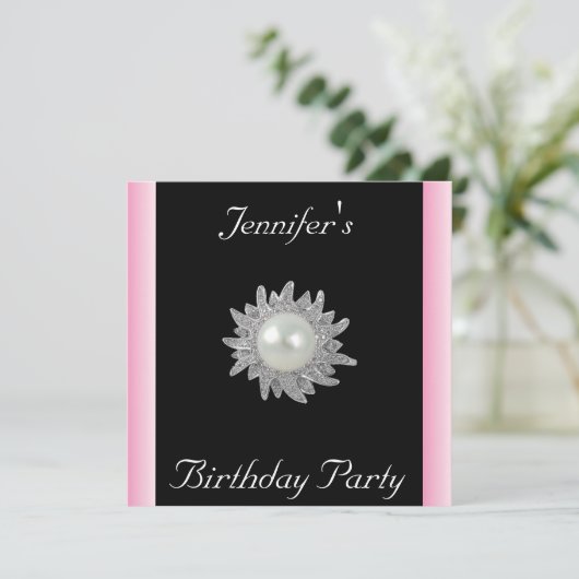 宝石で自分の黒を作成招待状 招待状 (スタンド正面)