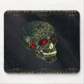 宝石で飾られたくものスカル及びバラの魅力的なゴシック様式線条細工 マウスパッド (正面)