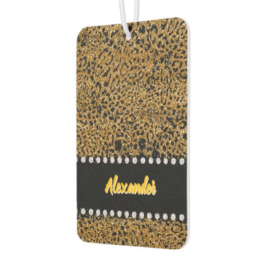 宝石で飾られたアクセントを持つギリはっきりしたンジャガープリント カーエアーフレッシュナー (左)