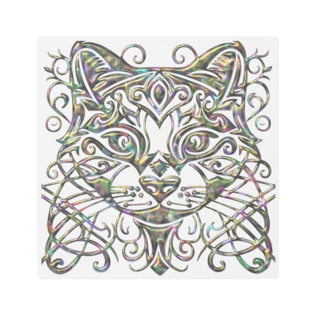 宝石で飾られたアワビの金属 メタルプリント (正面)