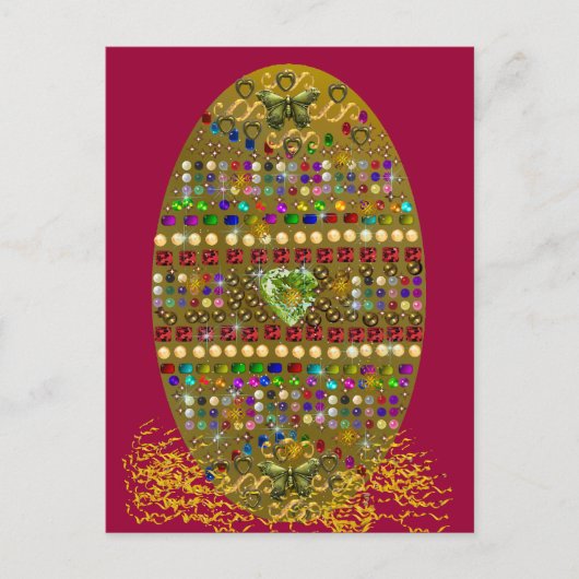 宝石で飾られたイースターエッグ シーズンポストカード (正面)