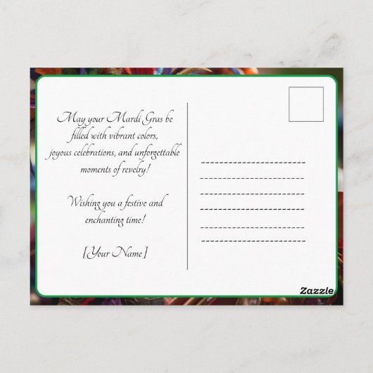 💚💜💛宝石で飾られたエレガンス:マルディグラススプレンダー ポストカード (裏面)