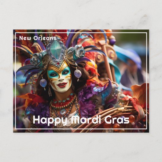 💚💜💛宝石で飾られたエレガンス：マルディグラススプレンダー ポストカード (正面)