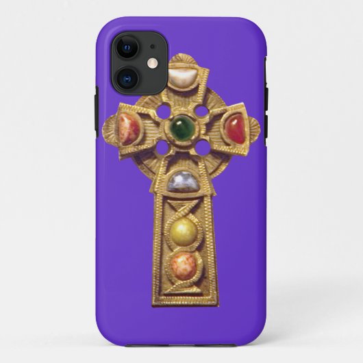 宝石で飾られたケルト族のキリスト教のiPhone 5の場合の紫色 Case-Mate iPhoneケース (裏面)