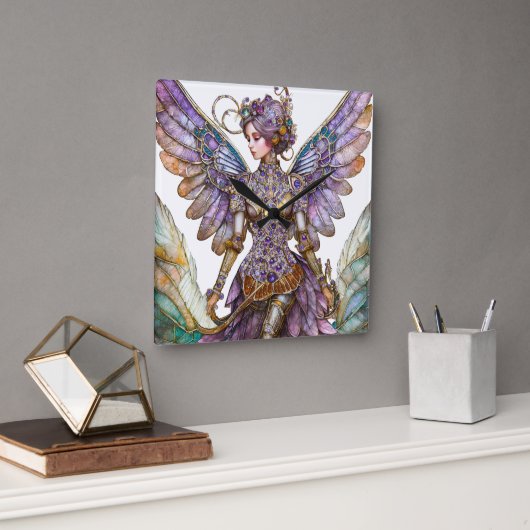 宝石で飾られたシュガープラムの妖精 スクエア壁時計 (オフィス)