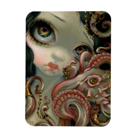 "宝石で飾られたタコ"フレックス磁石 マグネット (縦)