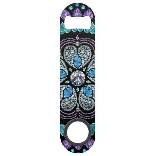 宝石で飾られたダイヤモンドのハートの爆発 スピード栓抜き (裏面)