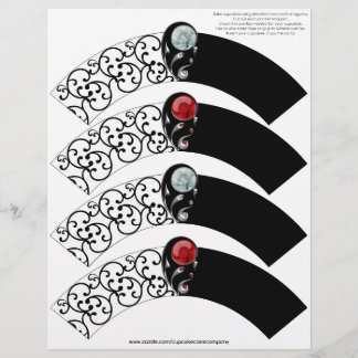 宝石で飾られたダマスクカップケーキコージー – 赤とクリスタル