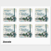 宝石で飾られたティール(緑がかった色)とシルバージョイを世界に スクエアシール (シート)