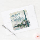 宝石で飾られたティール(緑がかった色)とシルバージョイを世界に スクエアシール (封筒)