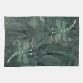 宝石で飾られたトンボ キッチンタオル (横)