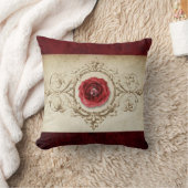 宝石で飾られたバラ |ヴィンテージクリムゾンレッドジェムグランジ クッション (ブランケット)