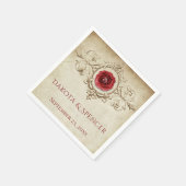 宝石で飾られたバラ |ヴィンテージクリムゾンレッドジェムグランジ スタンダードカクテルナプキン (角)