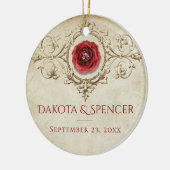 宝石で飾られたバラ |ヴィンテージクリムゾンレッドジェムグランジ セラミックオーナメント (左)