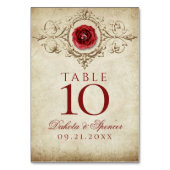 宝石で飾られたバラ |ヴィンテージクリムゾンレッドジェムグランジ テーブルナンバー (裏面)