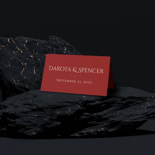 宝石で飾られたバラ |ヴィンテージクリムゾンレッドジェムグランジ プレイスカード