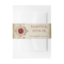 宝石で飾られたバラ |ヴィンテージクリムゾンレッドジェムグランジ 招待状ベリーバンド