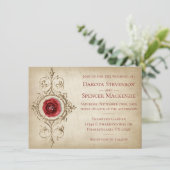 宝石で飾られたバラ |ヴィンテージクリムゾンレッドジェムグランジ 招待状 (スタンド正面)