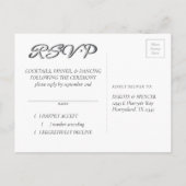 宝石で飾られたバラ |ヴィンテージクリムゾンレッドジェムグランジRSVP インビテーションポストカード (裏面)