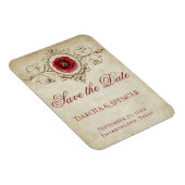 宝石で飾られたバラ |ヴィンテージクリムゾンレッド日付を保存 マグネット (右側)