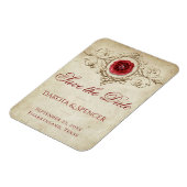 宝石で飾られたバラ |ヴィンテージクリムゾンレッド日付を保存 マグネット (左側)