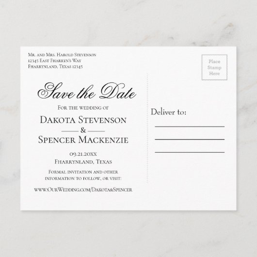 宝石で飾られたバラ |ヴィンテージクリムゾンレッド日付を保存 案内ポストカード (裏面)