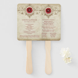 宝石で飾られたバラ |ヴィンテージグランジクリムゾンレッド ハンドファン