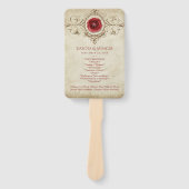 宝石で飾られたバラ |ヴィンテージグランジクリムゾンレッド ハンドファン (正面)