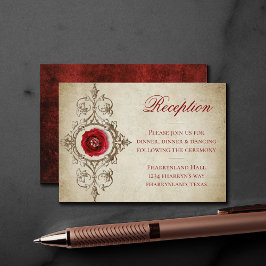 宝石で飾られたバラ |ヴィンテージグランジクリムゾン披露宴 エンクロージャーカード