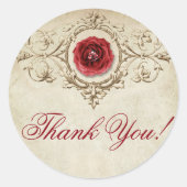 宝石で飾られたバラ |ヴィンテージグランジクリムゾン ラウンドシール (正面)