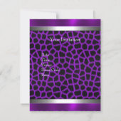 宝石で飾られたパープルシルバートリム30th誕生日パーティー4 招待状 (裏面)