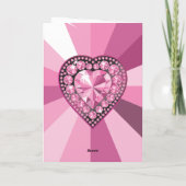 宝石で飾られたピンクのハートの10代の若者の女の子のバースデー・カード カード (裏面)