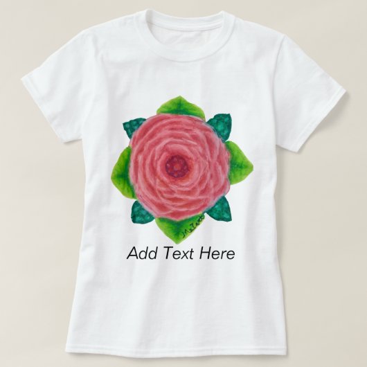 宝石で飾られたピンクローズTシャツ Tシャツ (デザイン正面)