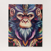 宝石で飾られたマネを持つ類人猿顔