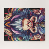 宝石で飾られたマネを持つ類人猿顔 ジグソーパズル (横)