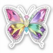 宝石で飾られたレインボークリスタルバタフライ シール (正面)