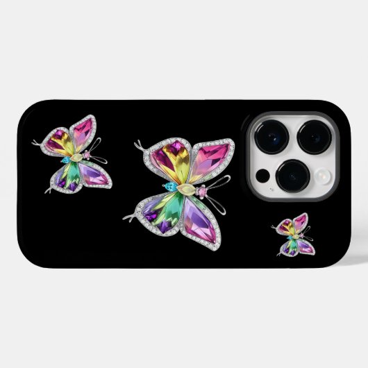 宝石で飾られたレインボークリスタル蝶 Case-Mate iPhoneケース (裏面 (横))