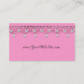 宝石で飾られたレースのピンクの名刺 名刺 (裏面)